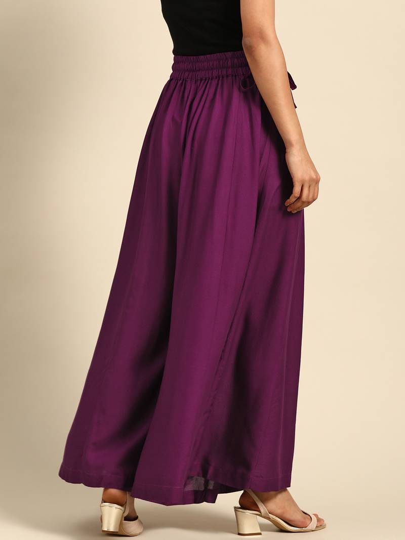 Tag 7 Purple rayon double flared palazzo