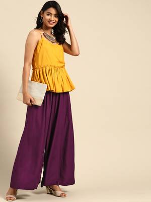 Tag 7 Purple rayon double flared palazzo 4
