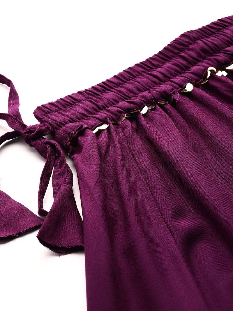 Tag 7 Purple rayon double flared palazzo