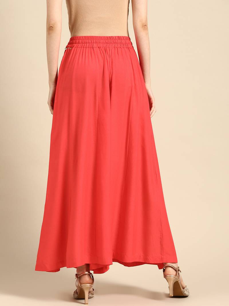 Tag 7 Coral Pink rayon double flared palazzo