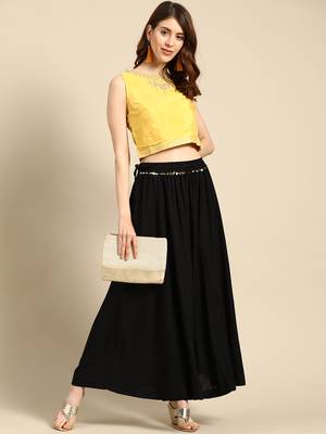Tag 7 Black rayon double flared palazzo 2