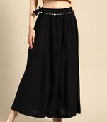 Tag 7 Black rayon double flared palazzo