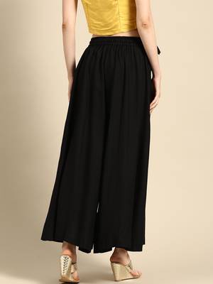 Tag 7 Black rayon double flared palazzo 4