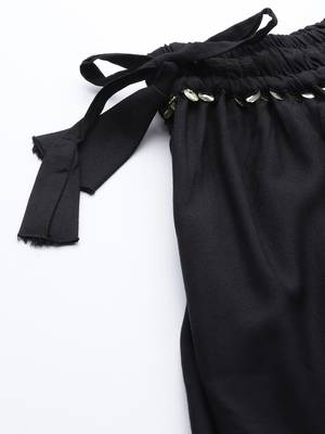 Tag 7 Black rayon double flared palazzo 6
