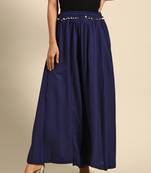 Tag 7 Navy Blue rayon double flared palazzo