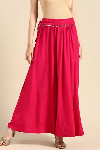 Tag 7 Pink rayon double flared palazzo