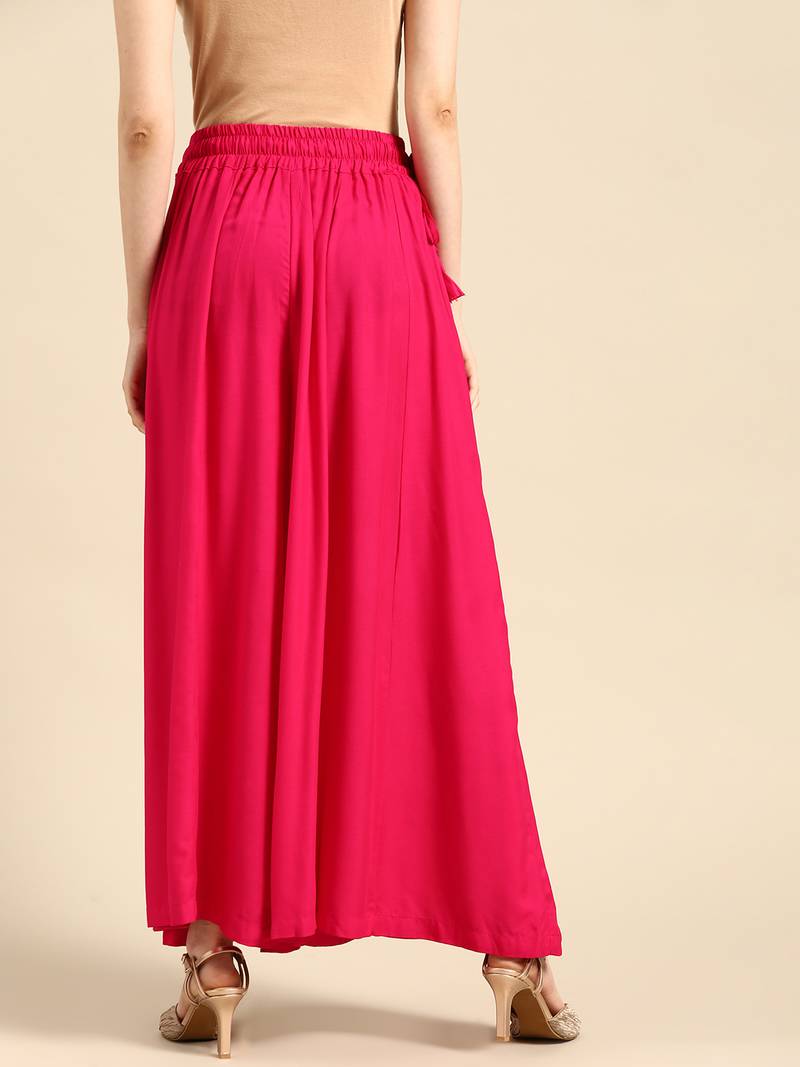 Tag 7 Pink rayon double flared palazzo