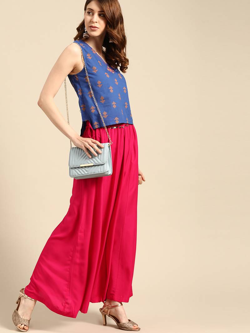 Tag 7 Pink rayon double flared palazzo