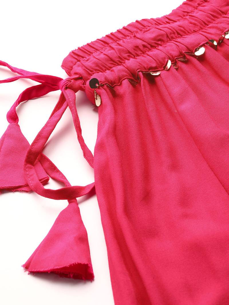 Tag 7 Pink rayon double flared palazzo