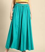 Tag 7 Turquoise Blue rayon double flared palazzo