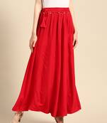 Tag 7 Red rayon double flared palazzo