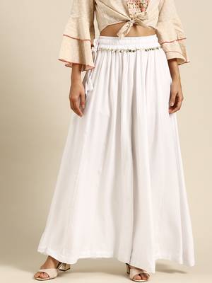 Tag 7 White rayon double flared palazzo 1