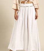 Tag 7 White rayon double flared palazzo