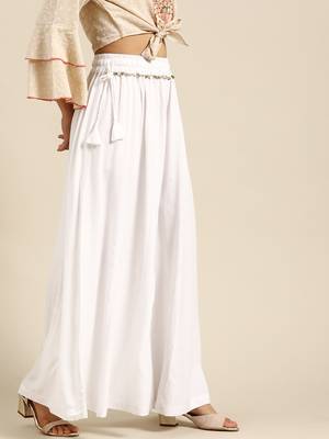 Tag 7 White rayon double flared palazzo 2