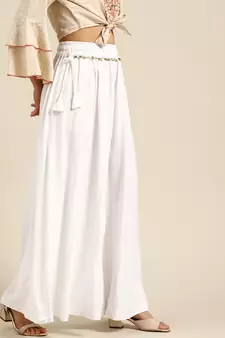 Tag 7 White rayon double flared palazzo