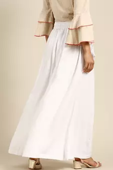 Tag 7 White rayon double flared palazzo