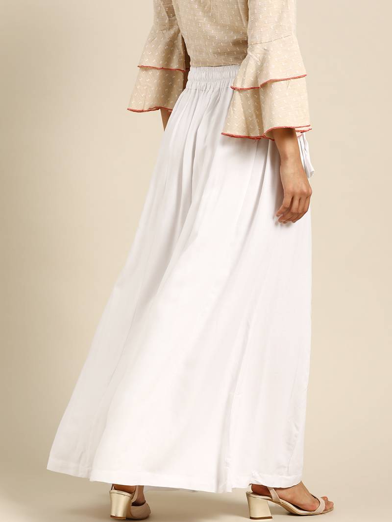 Tag 7 White rayon double flared palazzo