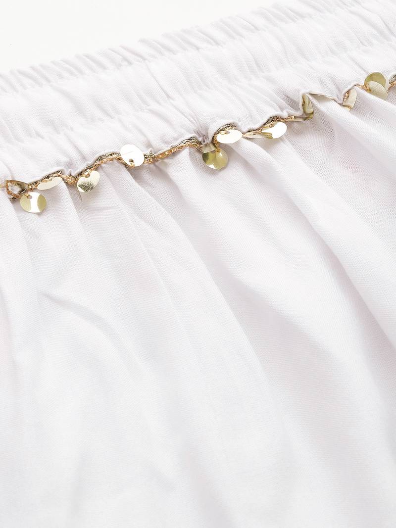 Tag 7 White rayon double flared palazzo