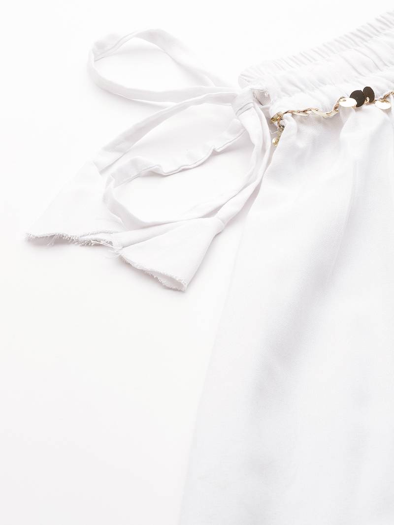 Tag 7 White rayon double flared palazzo