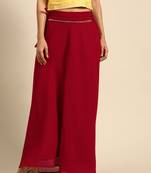 Tag 7 Maroon georgette double flared palazzo