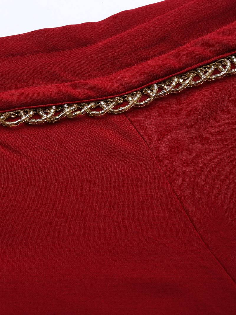 Tag 7 Maroon georgette double flared palazzo