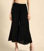 Tag 7 Black rayon crushed flared palazzo