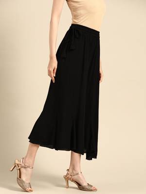 Tag 7 Black rayon crushed flared palazzo 2