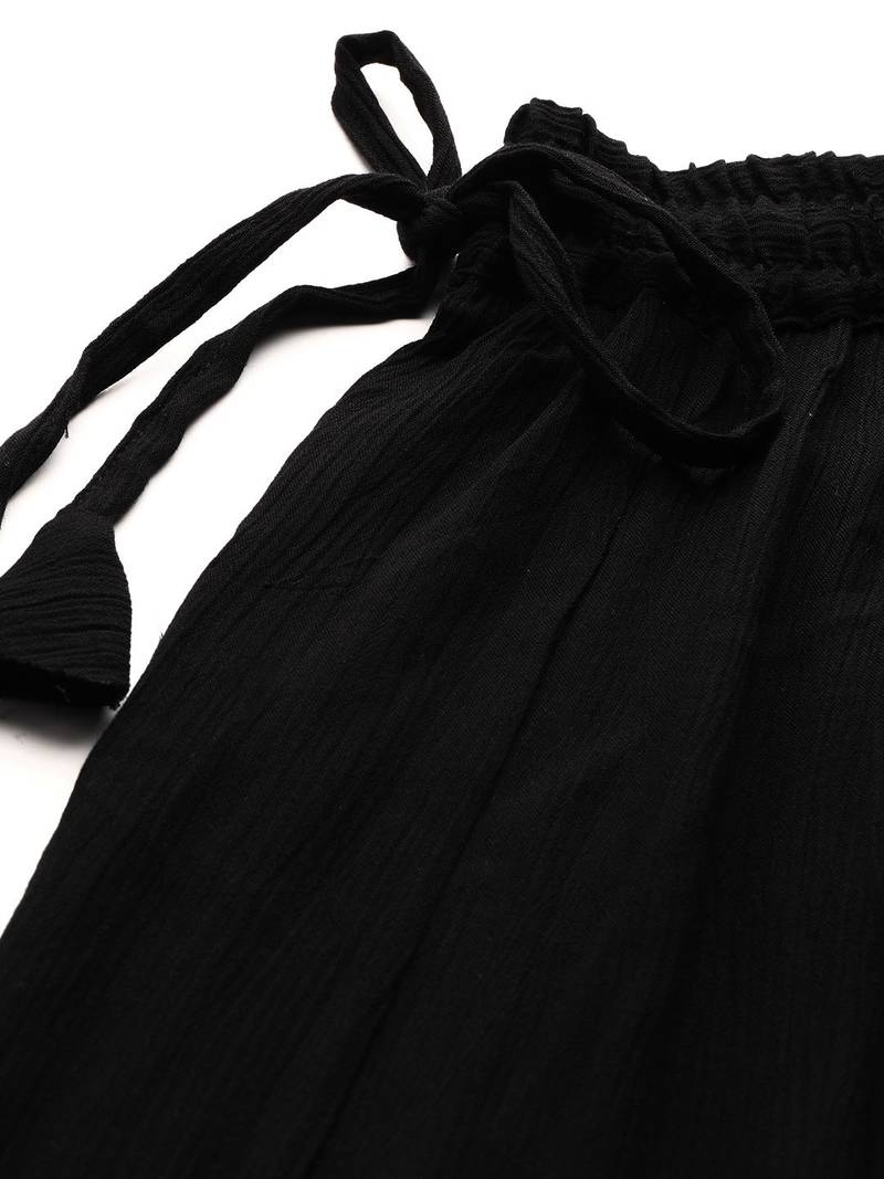 Tag 7 Black rayon crushed flared palazzo