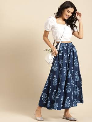 INDIGO FLORAL PRINT FLARED PALAZZO 2