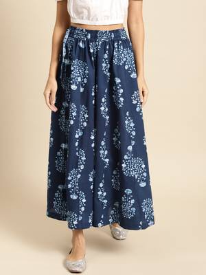 INDIGO FLORAL PRINT FLARED PALAZZO 1