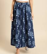 INDIGO FLORAL PRINT FLARED PALAZZO