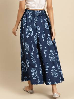 INDIGO FLORAL PRINT FLARED PALAZZO 4