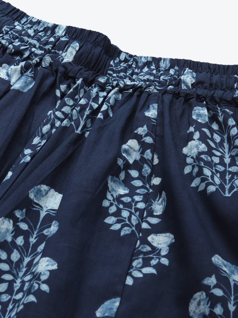 INDIGO FLORAL PRINT FLARED PALAZZO