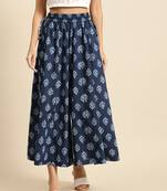 INDIGO FLORAL PRINT FLARED PALAZZO