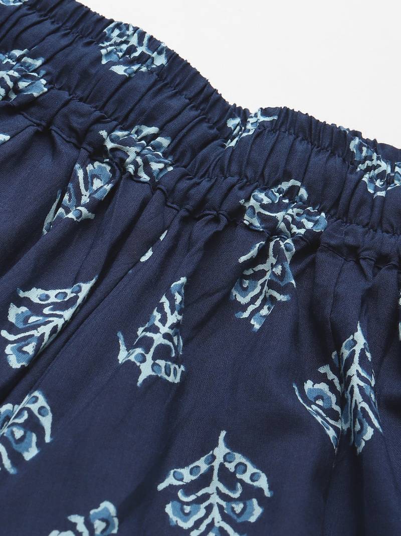 INDIGO FLORAL PRINT FLARED PALAZZO