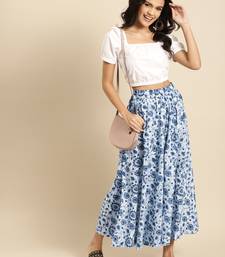 INDIGO FLORAL PRINT FLARED PALAZZO