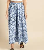 INDIGO FLORAL PRINT FLARED PALAZZO