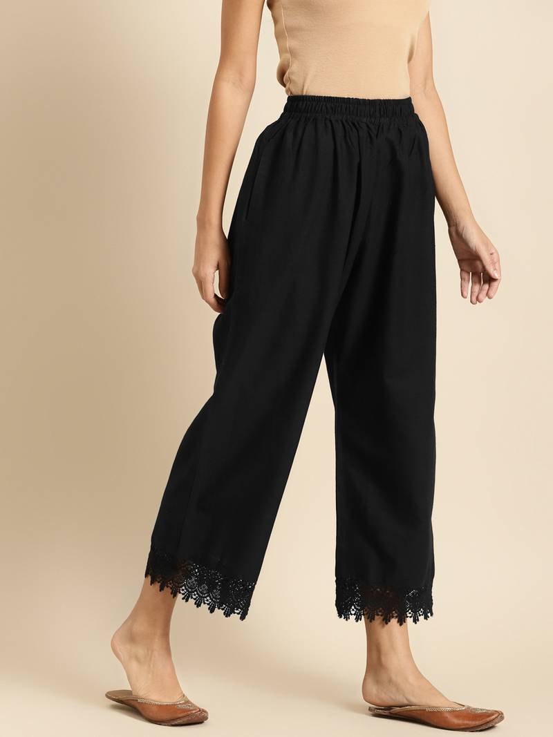 BLACK FLAX BORDER PALAZZO