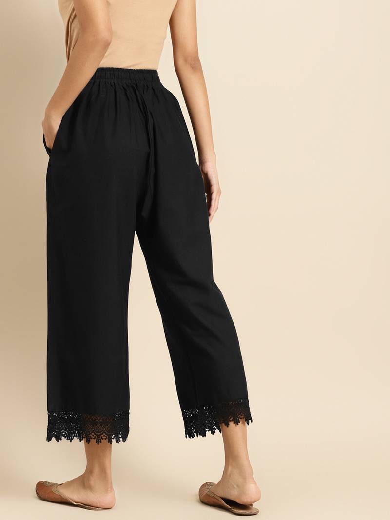 BLACK FLAX BORDER PALAZZO