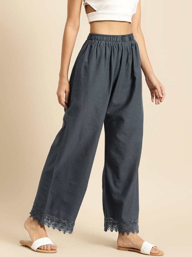 GREY FLAX BORDER PALAZZO