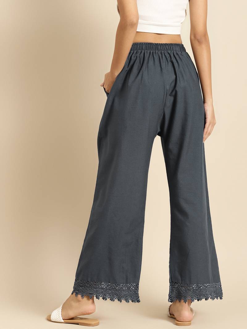 GREY FLAX BORDER PALAZZO