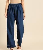 NAVY FLAX BORDER PALAZZO