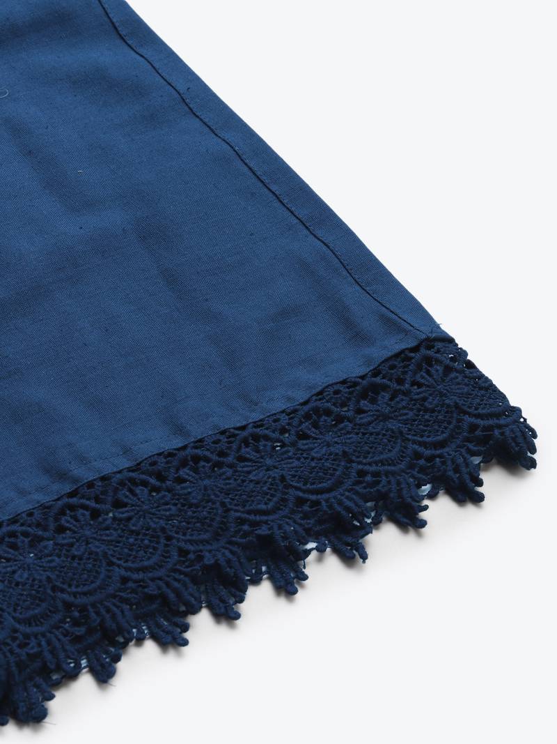 NAVY FLAX BORDER PALAZZO