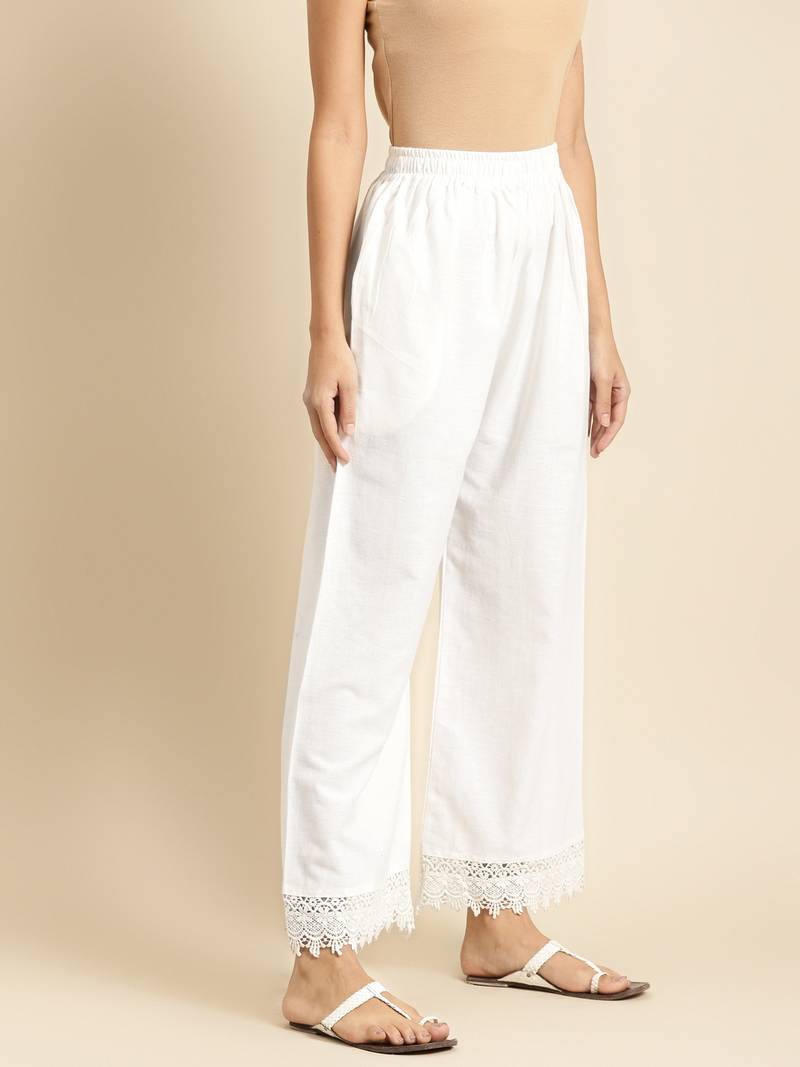 WHITE FLAX BORDER PALAZZO