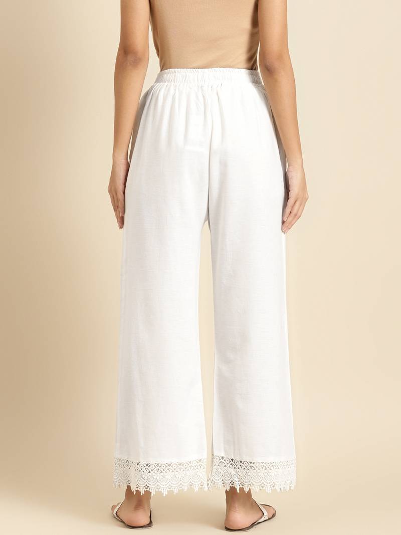 WHITE FLAX BORDER PALAZZO