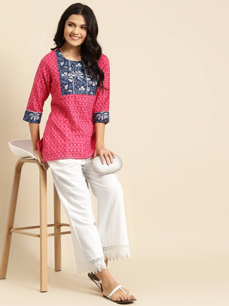 WHITE FLAX BORDER PALAZZO