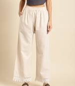 CREAM FLAX BORDER PALAZZO