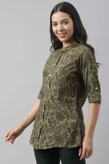 Olive printed viscose rayon tunics