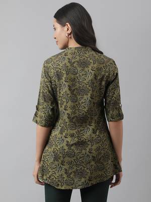 Olive printed viscose rayon tunics 4