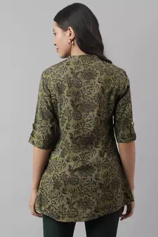 Olive printed viscose rayon tunics